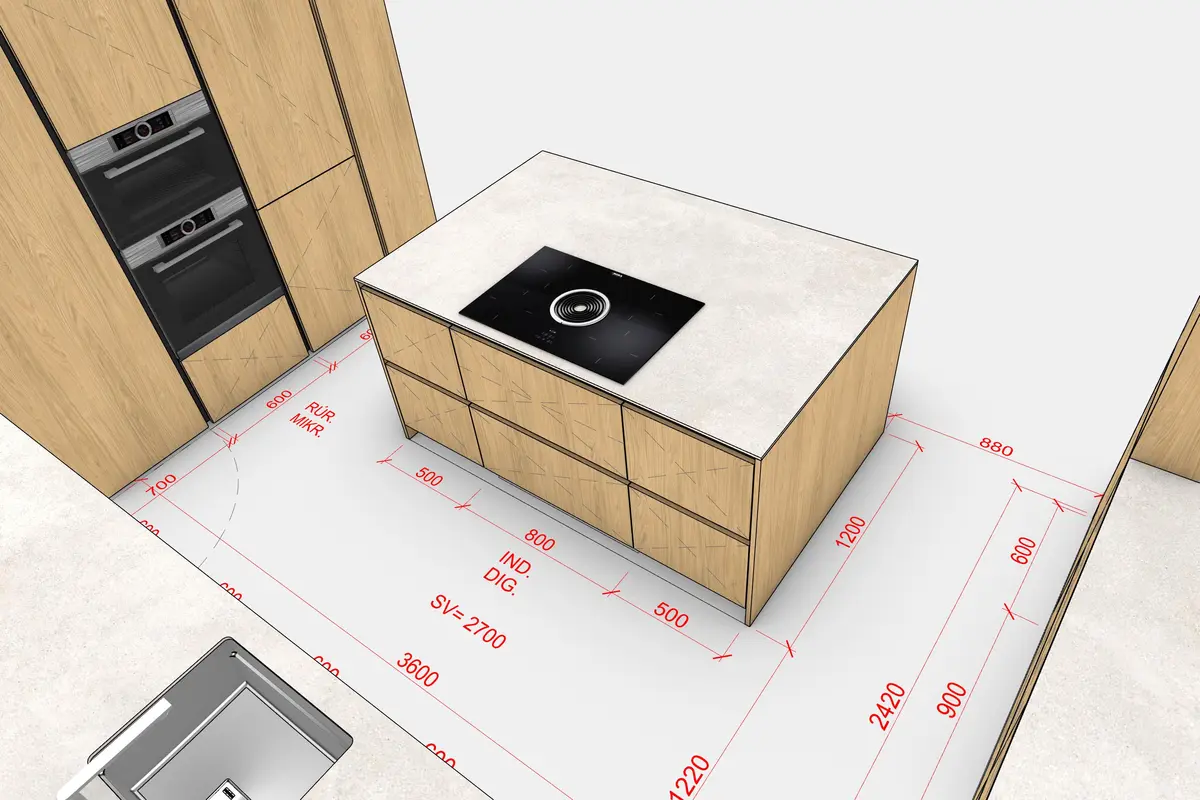 3D vizualizácia drevenej kuchyne na mieru